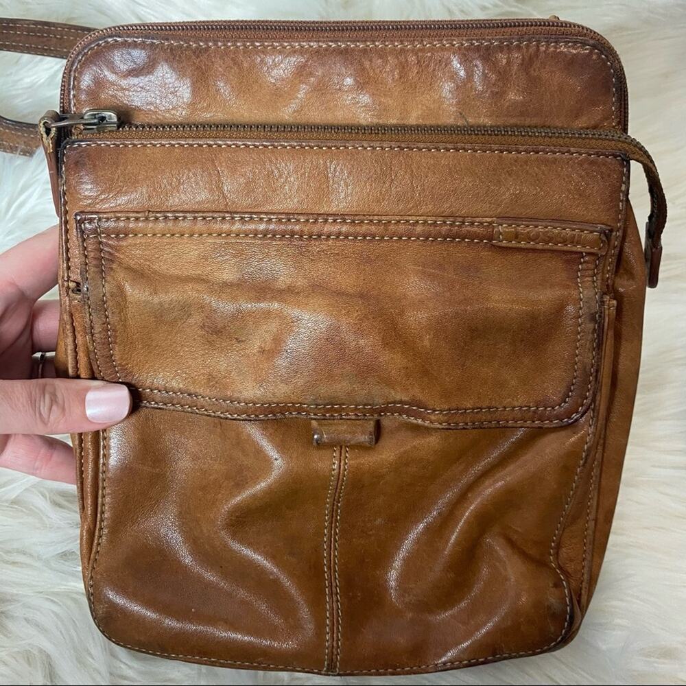 FOSSIL brown leather crossbody purse - Picture 4 of 16